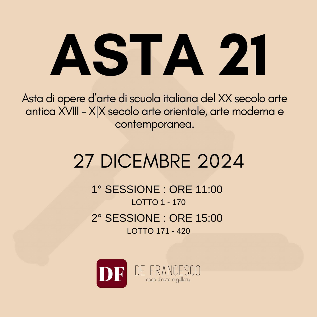 ASTA 21 - Asta di opere d’arte di scuola italiana del XX secolo arte antica XVIII - X|X