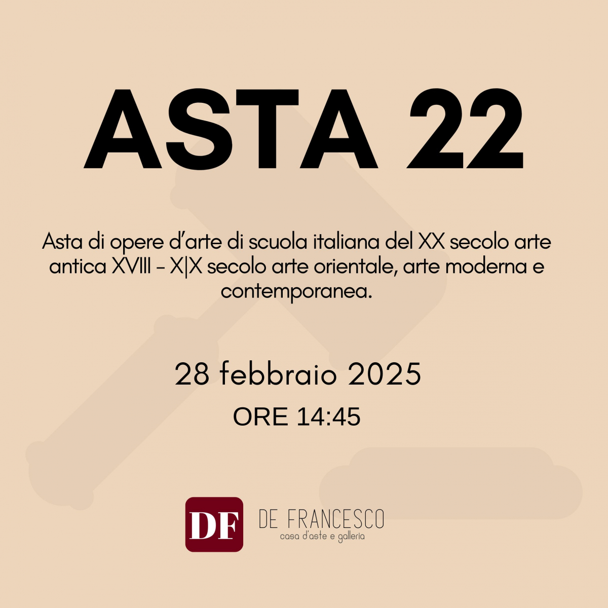 ASTA 22 - Asta di opere d’arte di scuola italiana del XX secolo arte antica XVIII - X|X